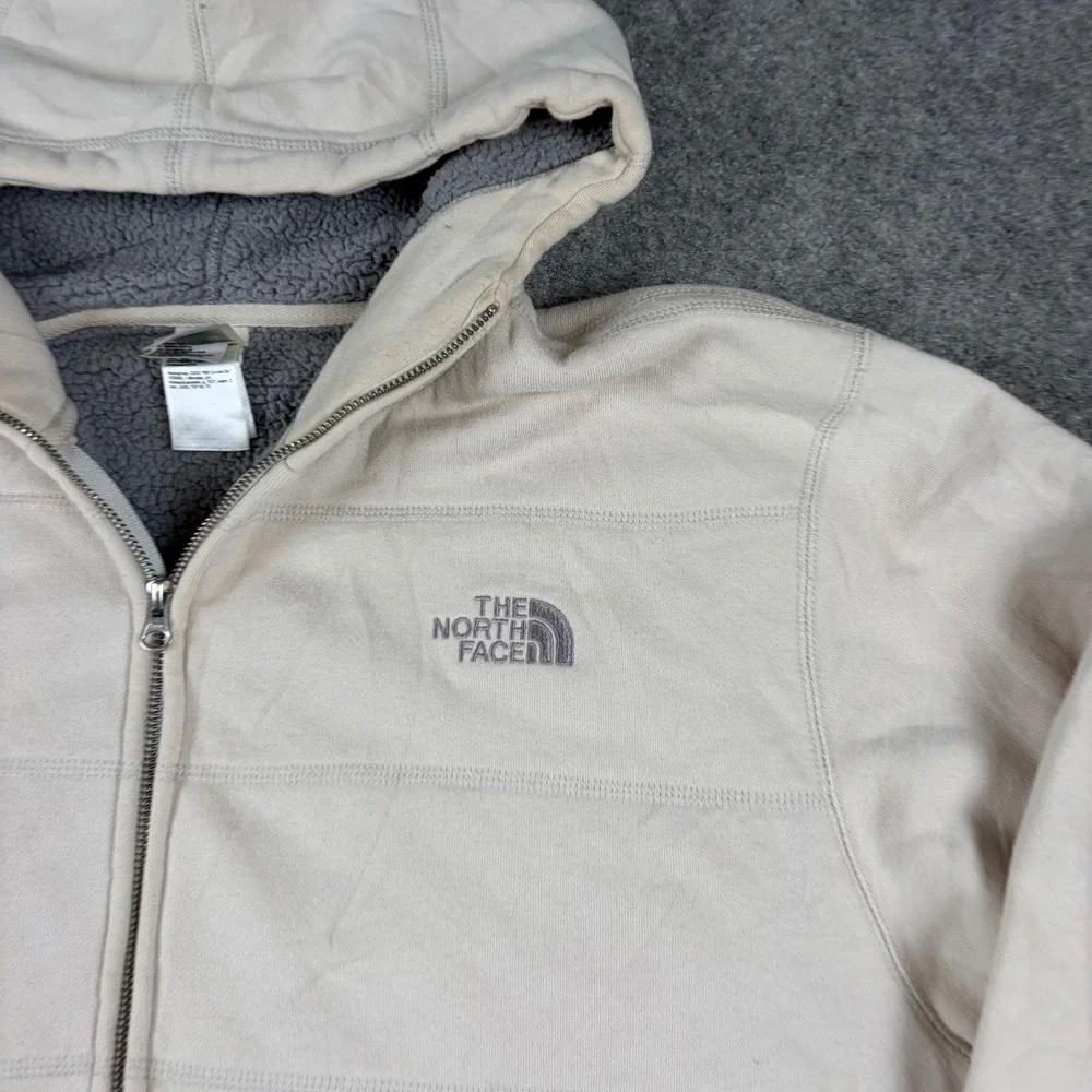 The North Face Full Zip Hoodie Mens XXL Cream Sherpa Lined Heavyweight Jacket‎